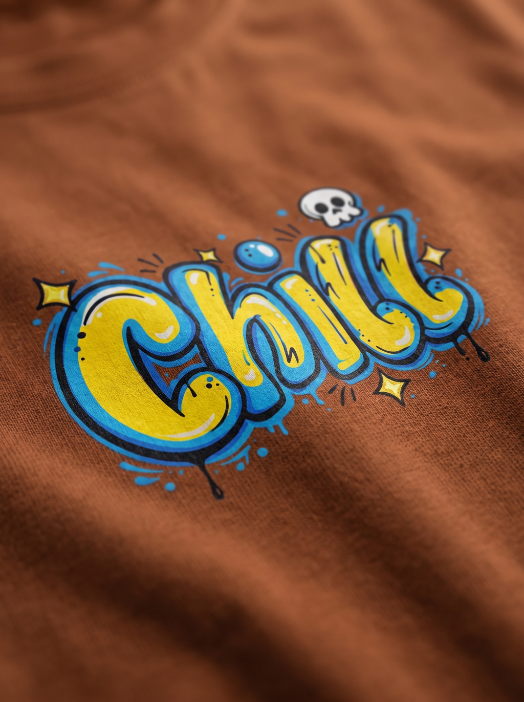 Rust Brown Streetwear Printed Oversized