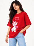 Red Printed Oversized T-shirt