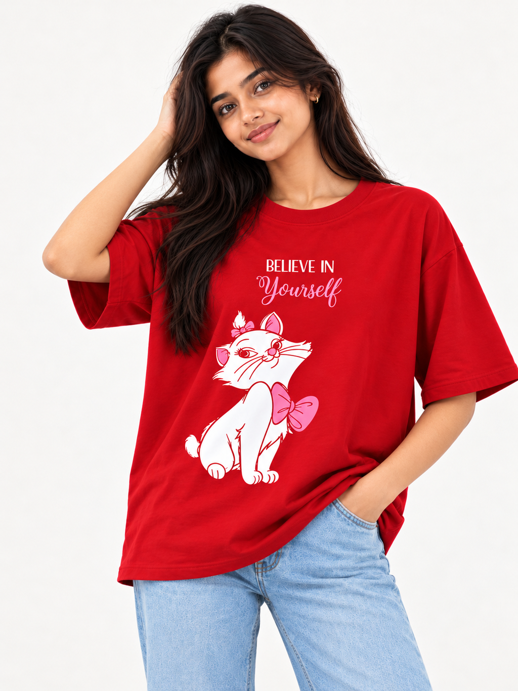 Red Printed Oversized T-shirt