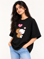 Black teddy Printed Oversized T-shirt