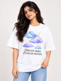White cloud Printed Oversized T-shirt