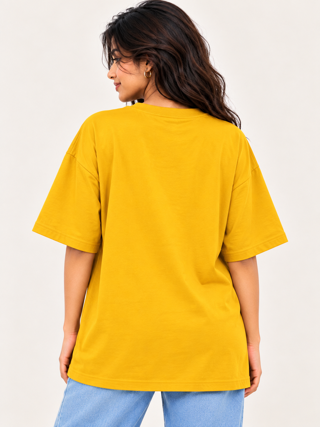 Mustard yellow teddy Printed Oversized T-shirt