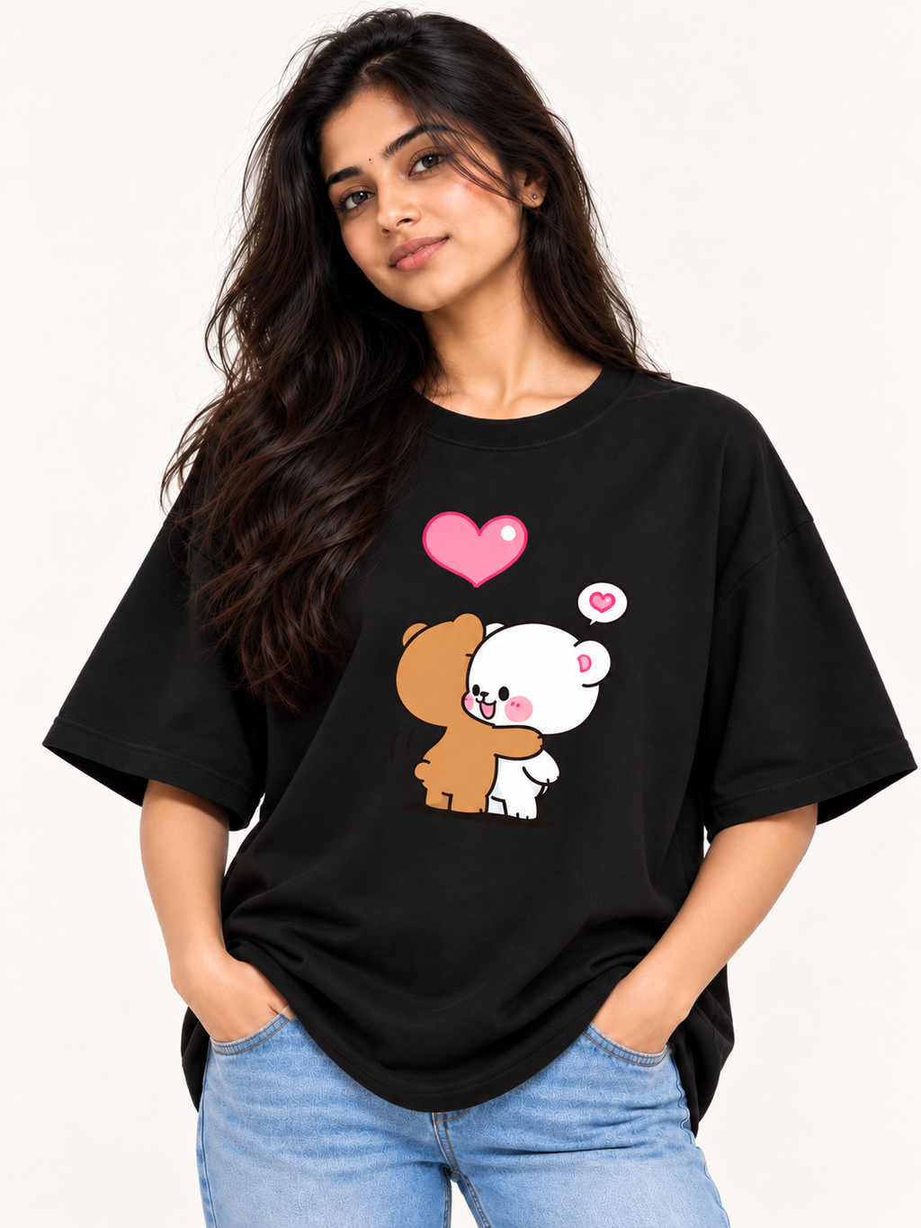 Black teddy Printed Oversized T-shirt