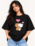 Black teddy Printed Oversized T-shirt