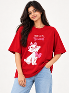 Red Printed Oversized T-shirt