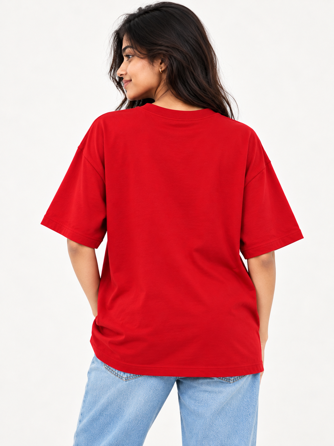 Red Printed Oversized T-shirt
