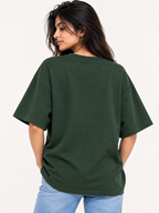 Olive green cat Printed Oversized T-shirt