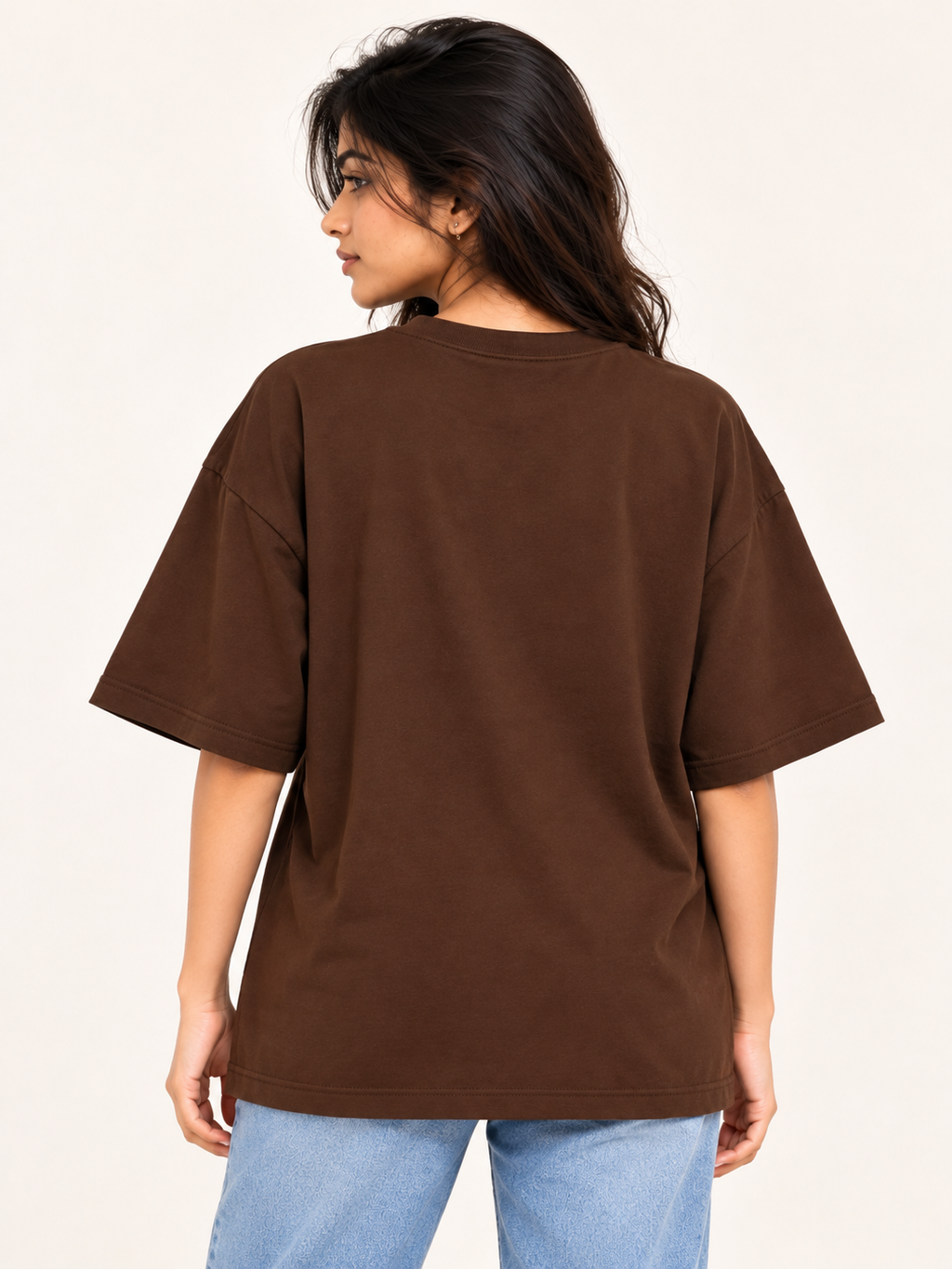 Brown bow Printed Oversized T-shirt
