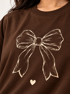 Brown bow Printed Oversized T-shirt