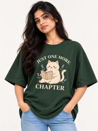 Olive green cat Printed Oversized T-shirt