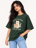 Olive green cat Printed Oversized T-shirt
