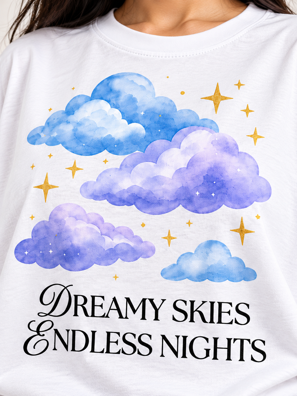 White cloud Printed Oversized T-shirt