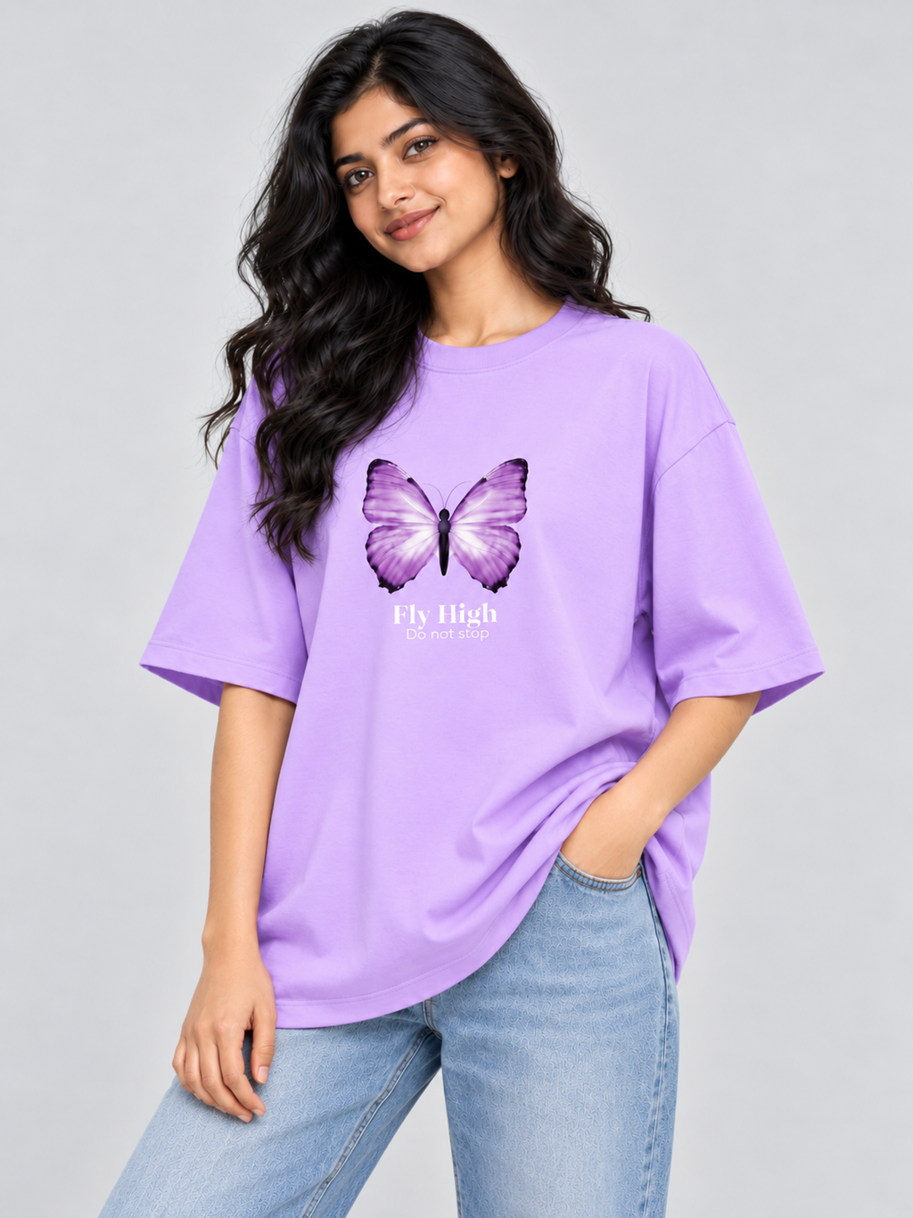 Lilac Buttery Printed oversized T-shirt
