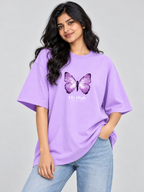 Lilac Buttery Printed oversized T-shirt