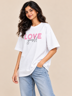 White love yourself Printed oversized T-shirt