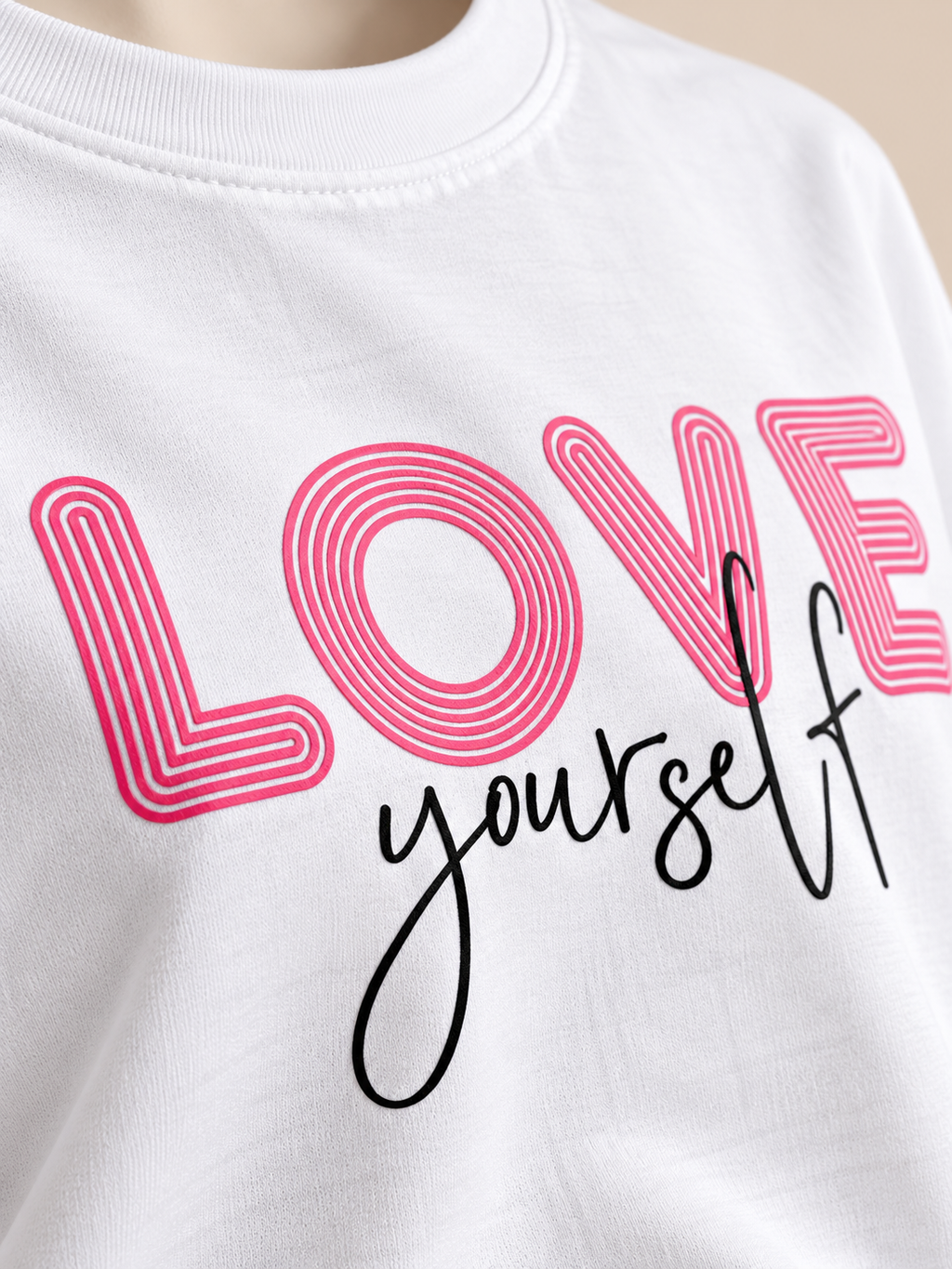 White love yourself Printed oversized T-shirt