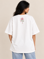 White flower Printed oversized T-shirt