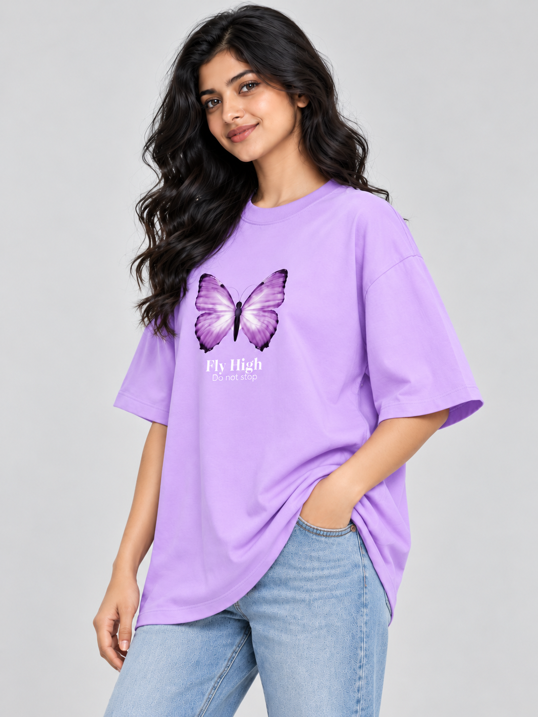 Lilac Buttery Printed oversized T-shirt