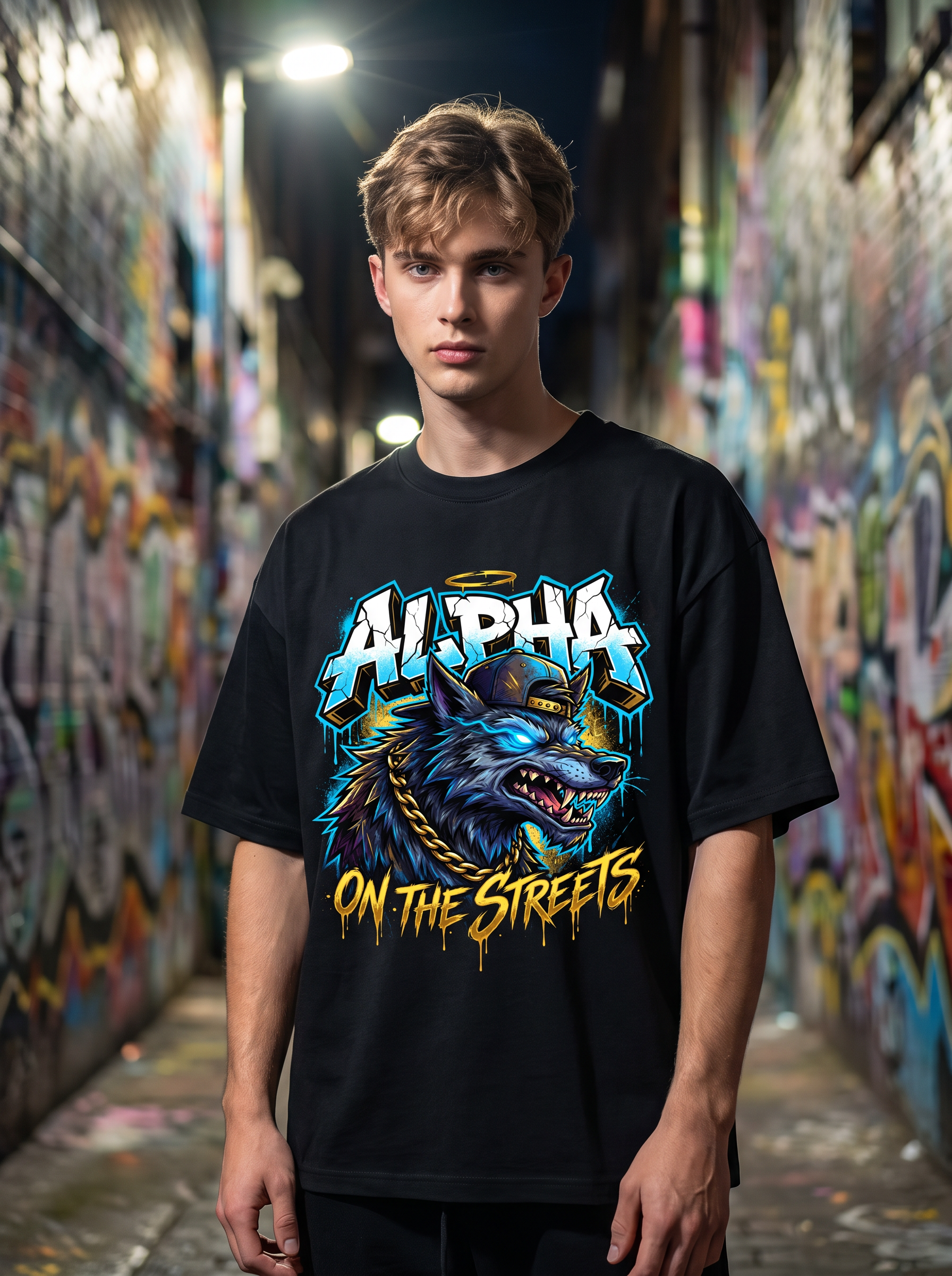 Black Streetwear Printed Oversized T-shirt