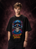 Black Streetwear Printed Oversized T-shirt