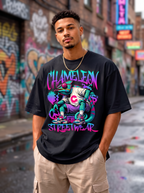 Black Streetwear Printed Oversized T-shirt