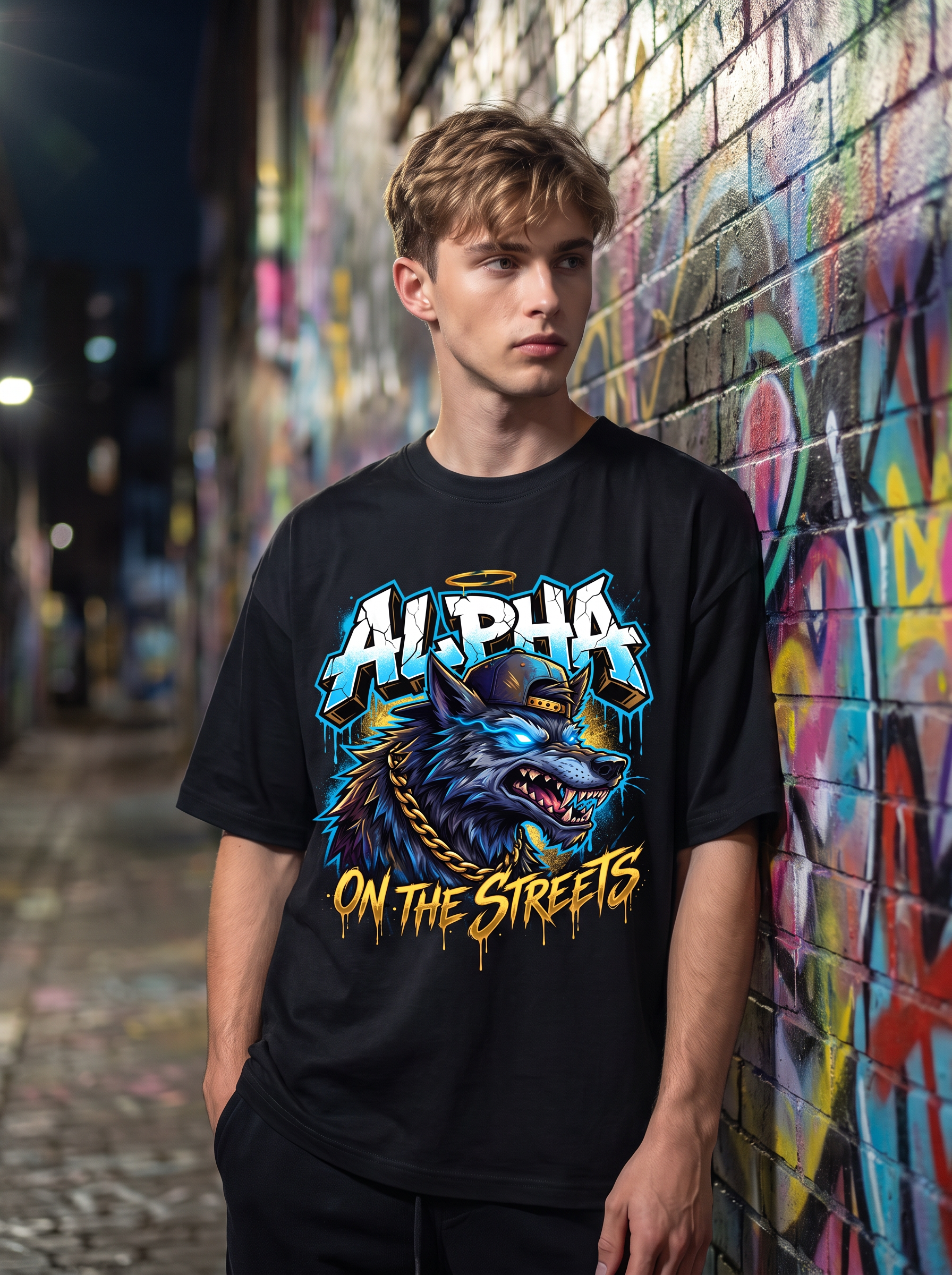 Black Streetwear Printed Oversized T-shirt