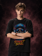Black Streetwear Printed Oversized T-shirt