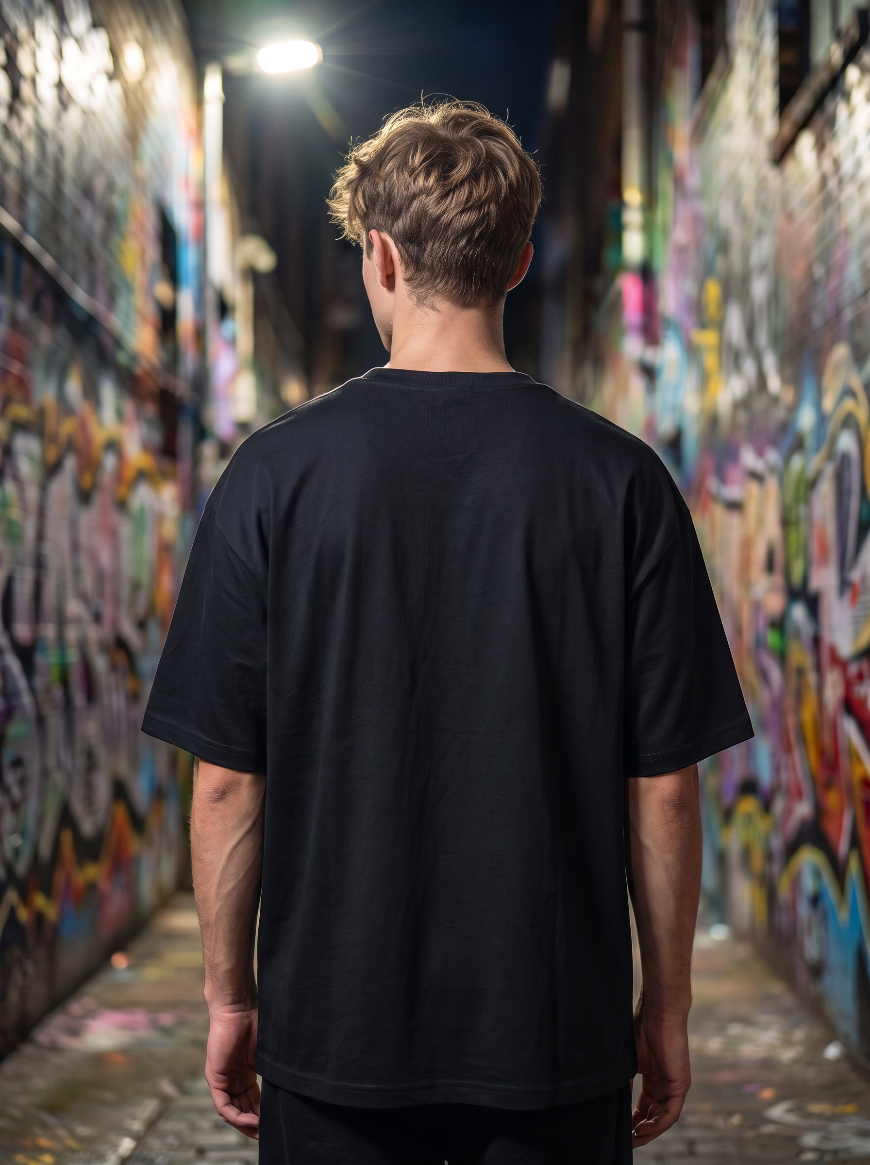 Black Streetwear Printed Oversized T-shirt