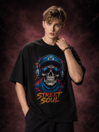 Black Streetwear Printed Oversized T-shirt