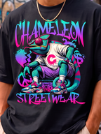 Black Streetwear Printed Oversized T-shirt