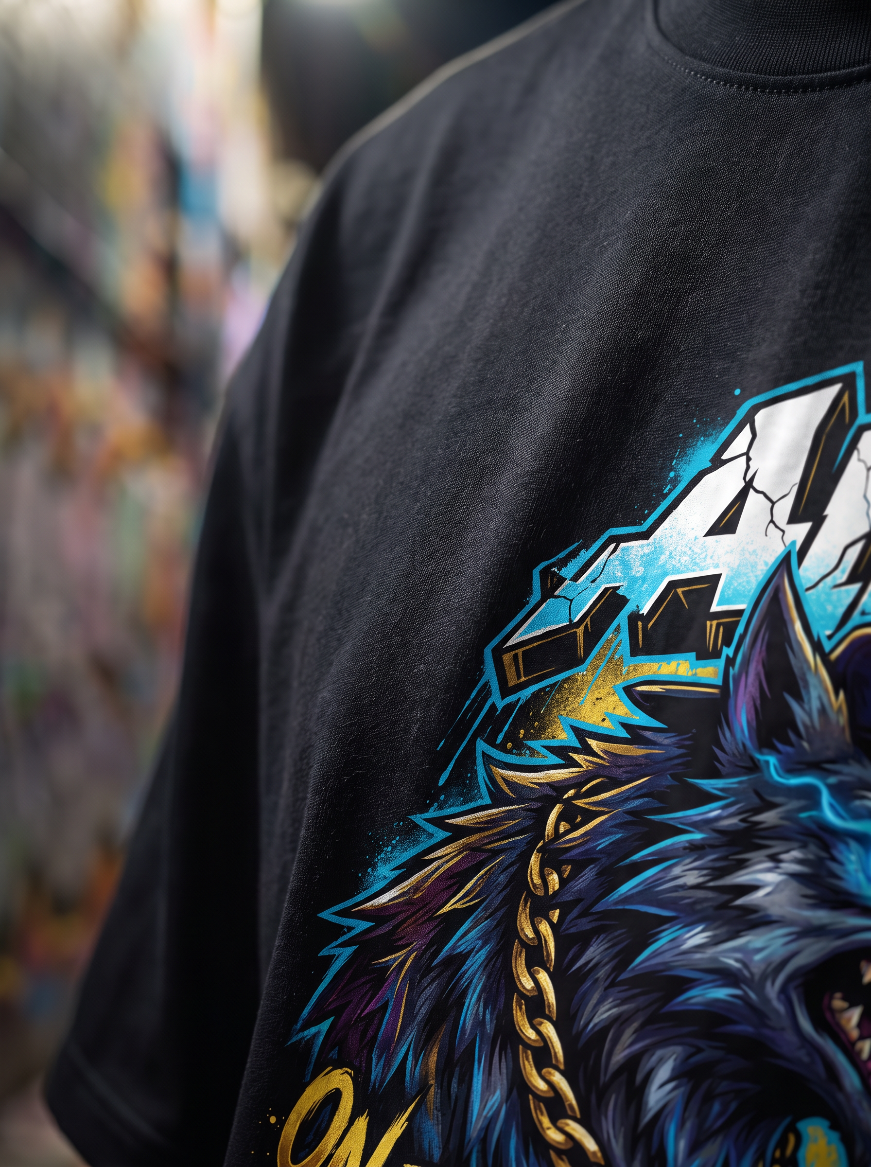 Black Streetwear Printed Oversized T-shirt