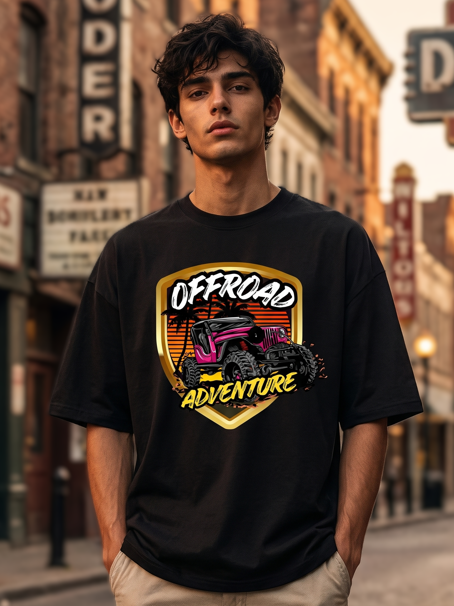 Black Vintage Printed Oversized