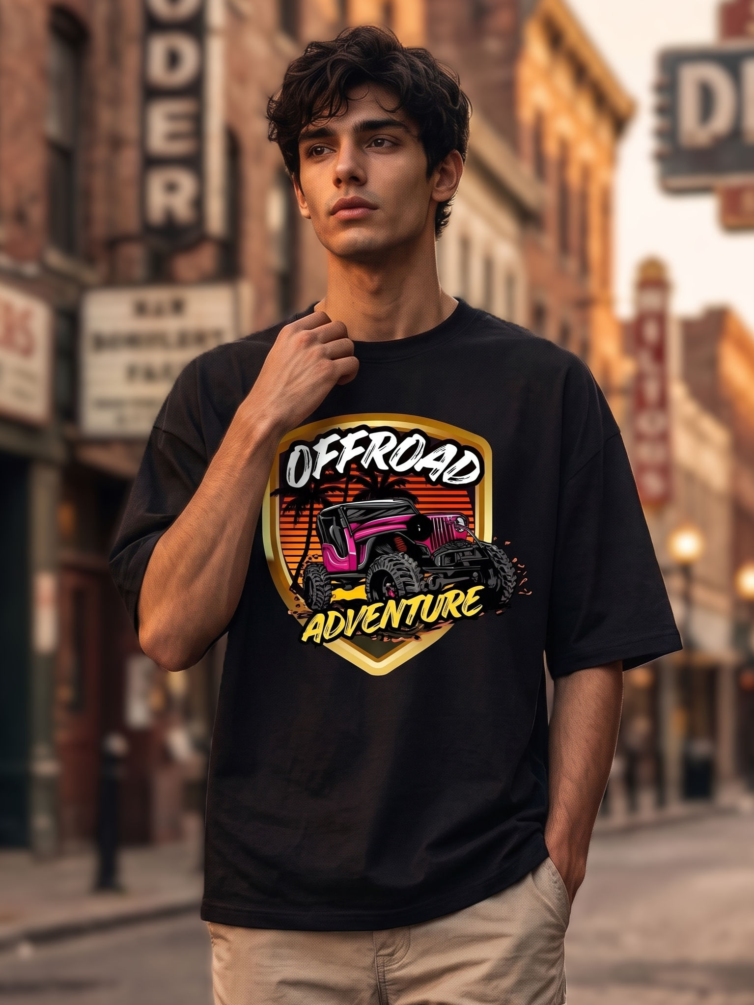 Black Vintage Printed Oversized
