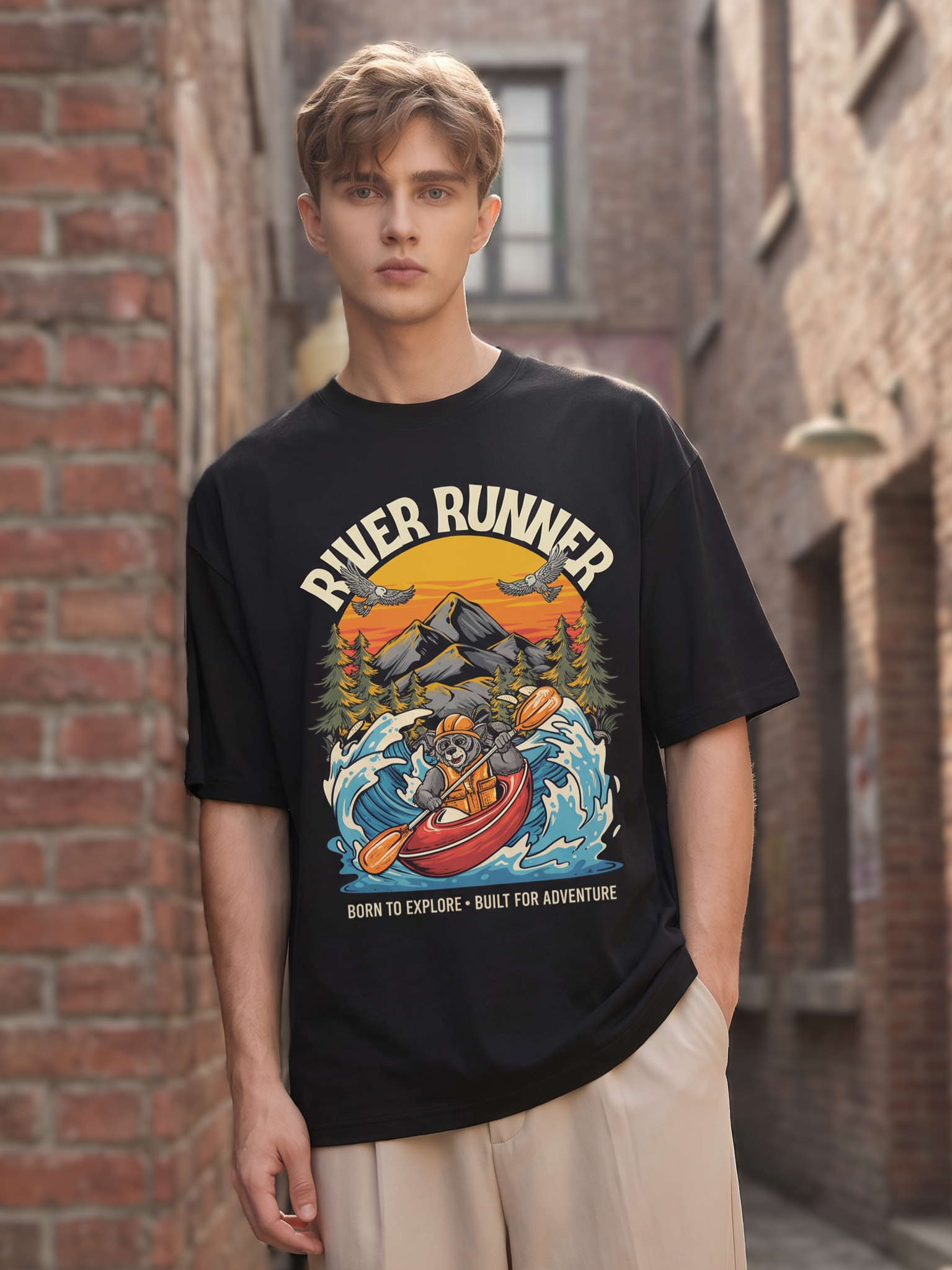 Black Vintage Printed Oversized