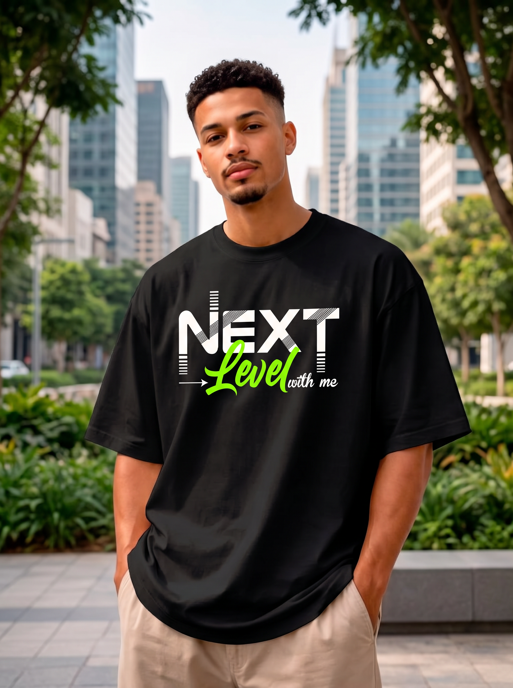 Black Mini Printed Oversized T-shirt
