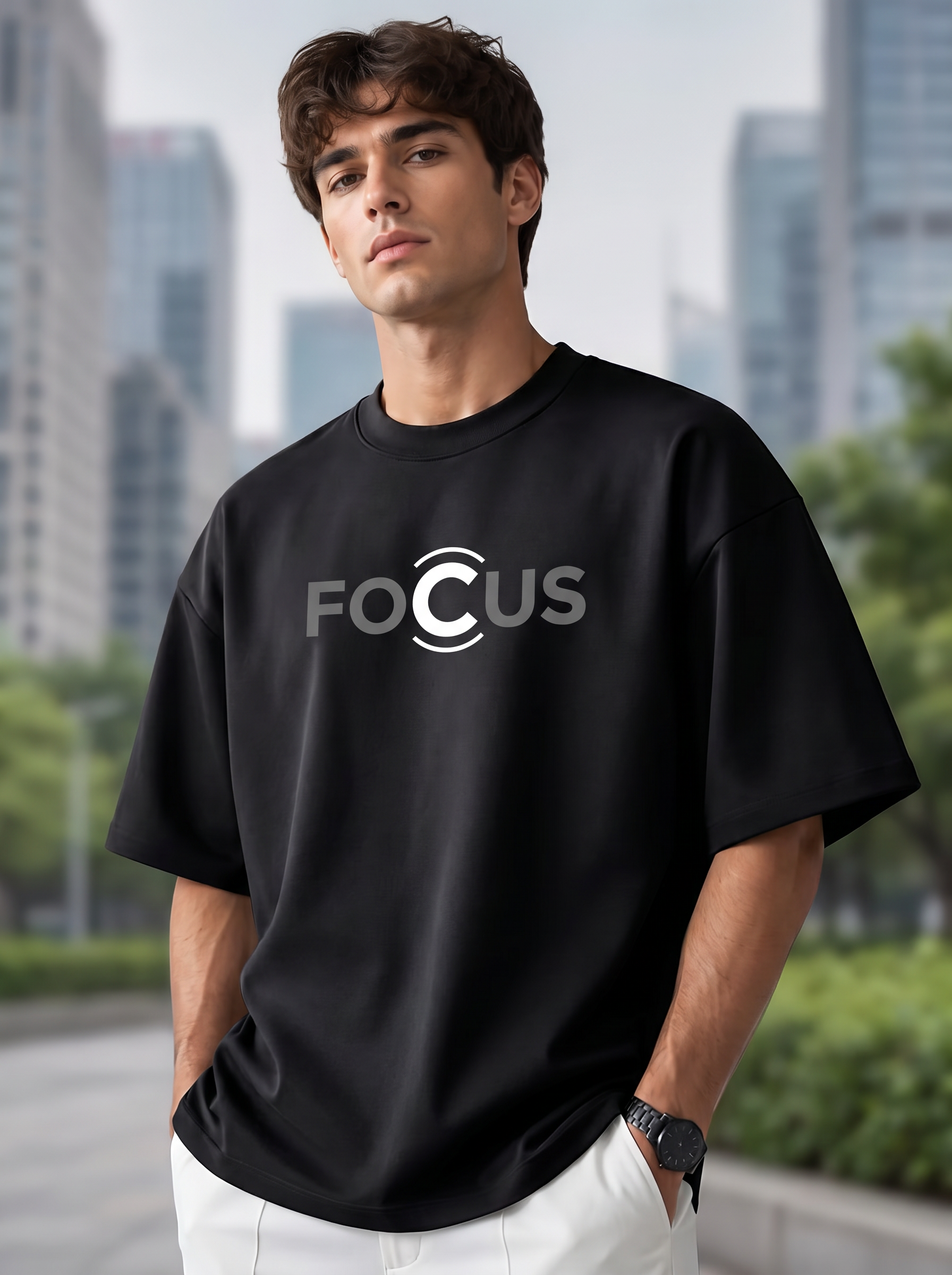 Black Mini Printed Oversized T-shirt