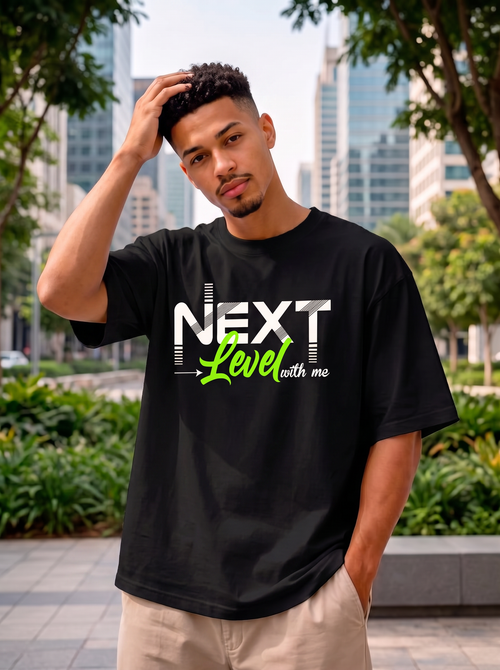 Black Mini Printed Oversized T-shirt