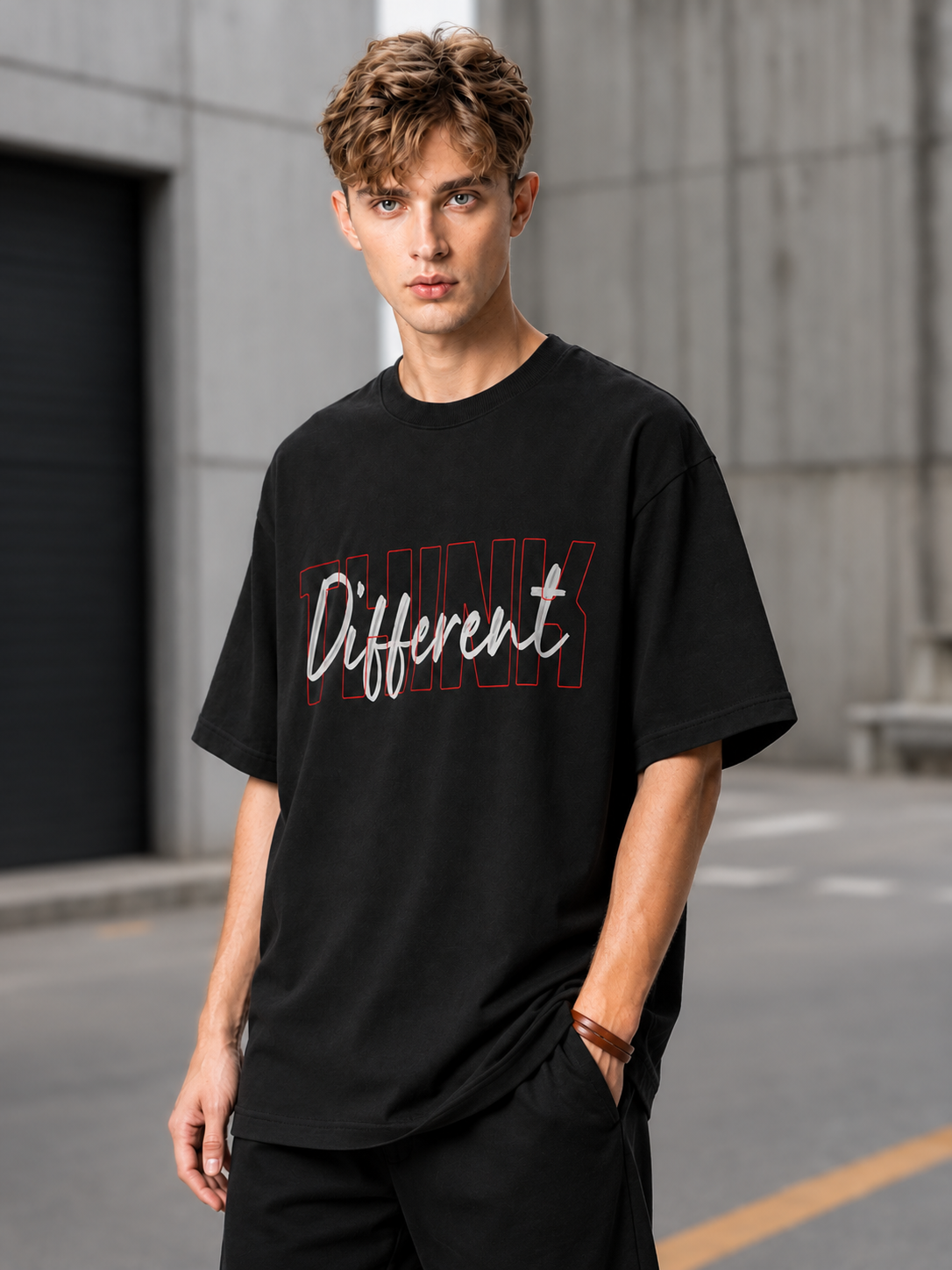 Black Mini Printed Oversized T-shirt