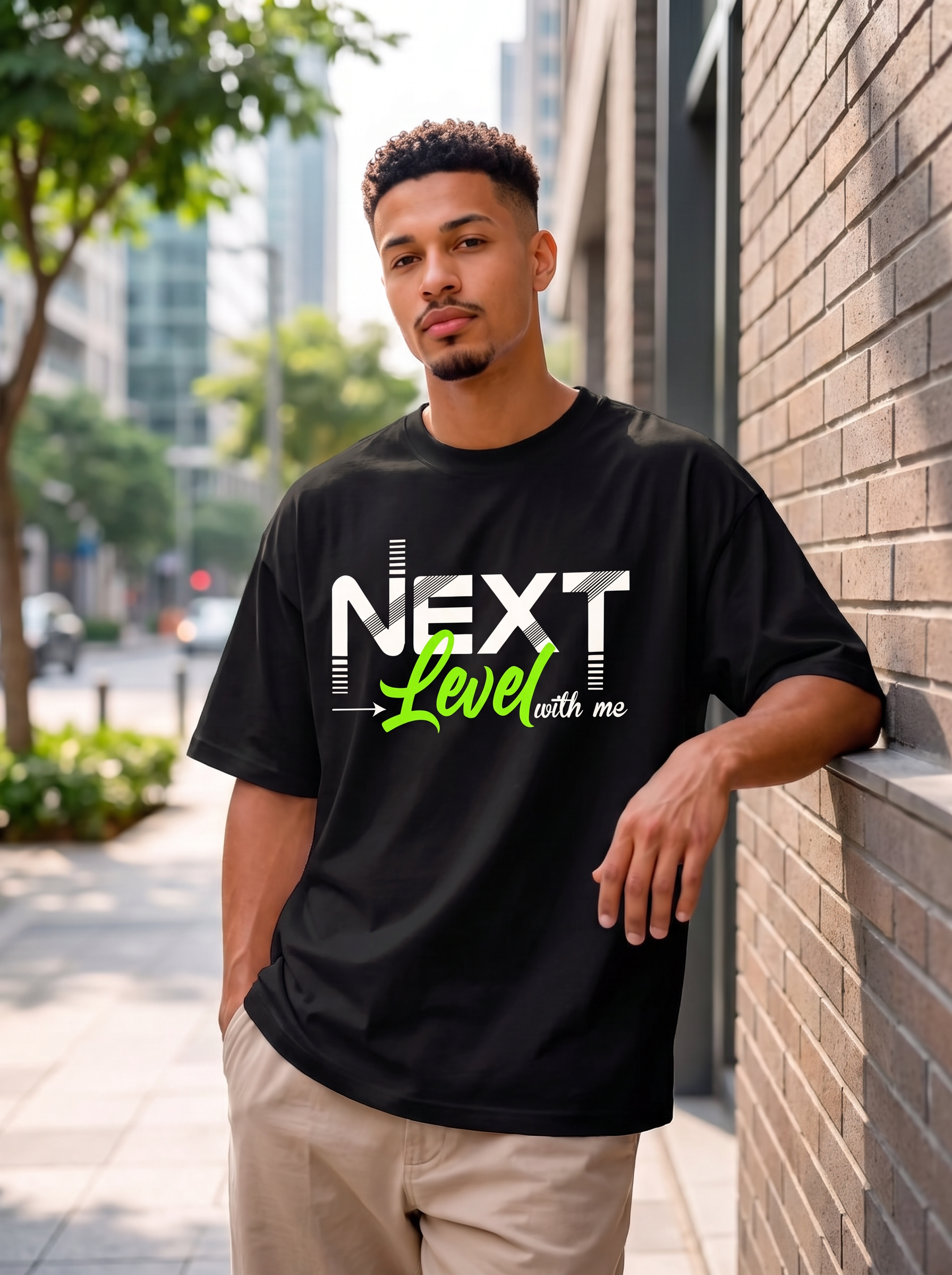 Black Mini Printed Oversized T-shirt