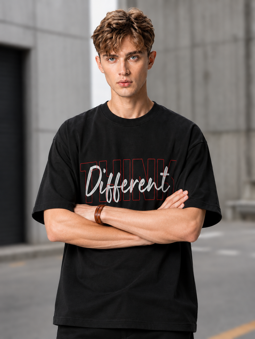 Black Mini Printed Oversized T-shirt