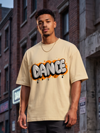 Cream Streetwear Printed Oversized T-shirt