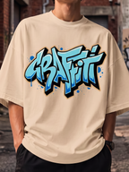 Cream Streetwear Printed Oversized T-shirt