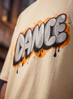 Cream Streetwear Printed Oversized T-shirt