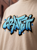 Cream Streetwear Printed Oversized T-shirt
