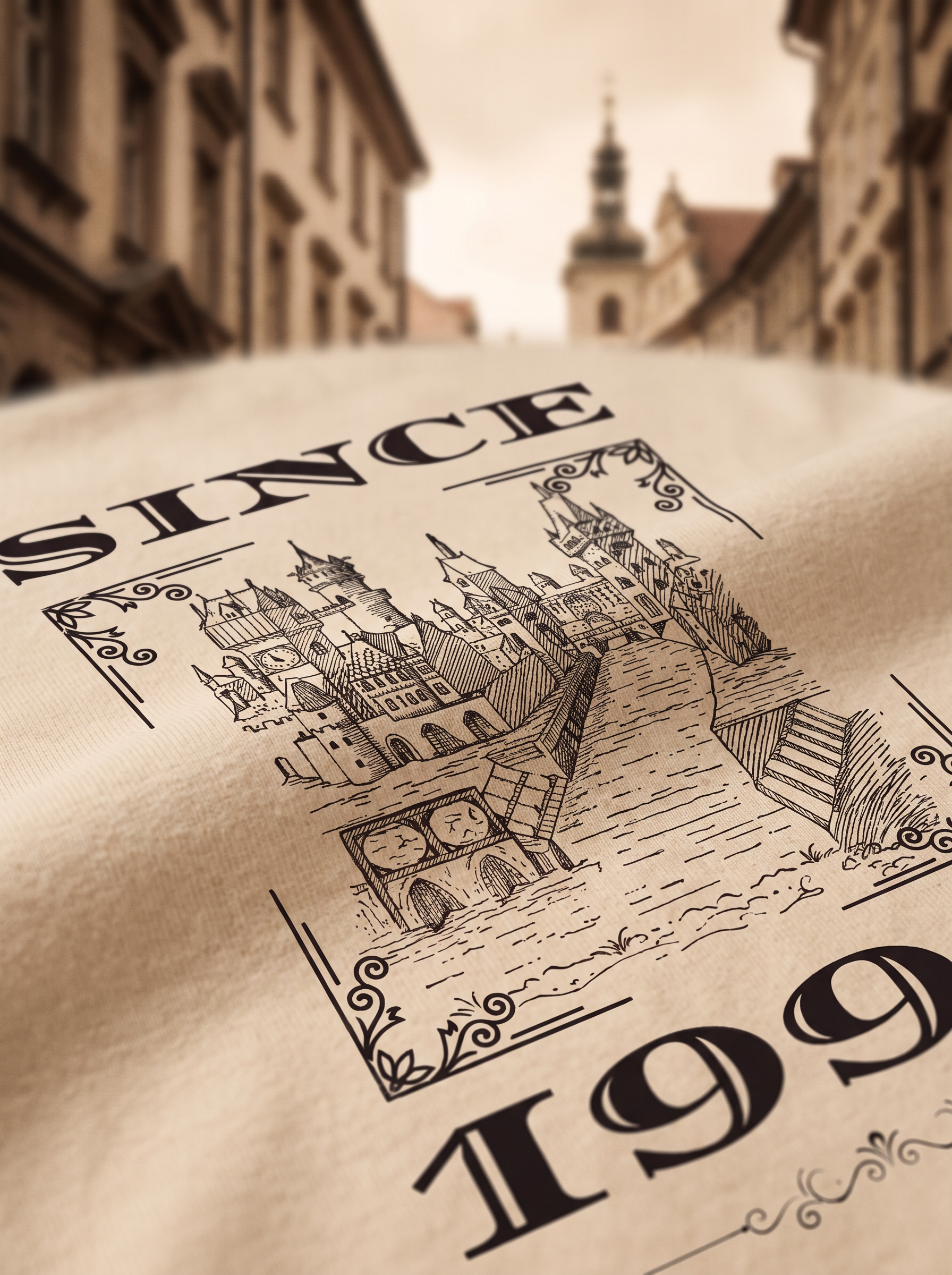 Cream Vintage Printed Oversized T-shirt