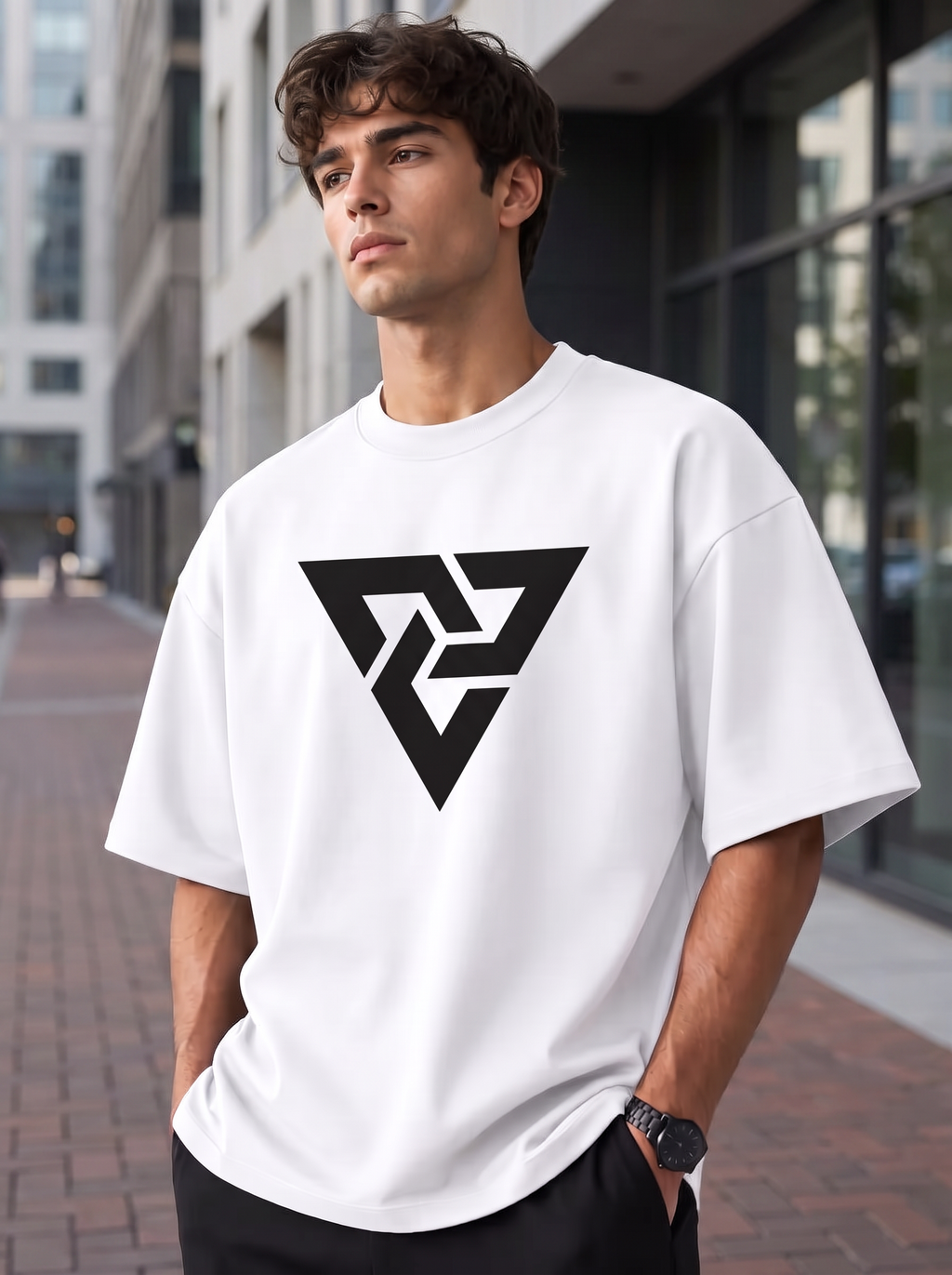 White  Mini Printed Oversized T-shirt