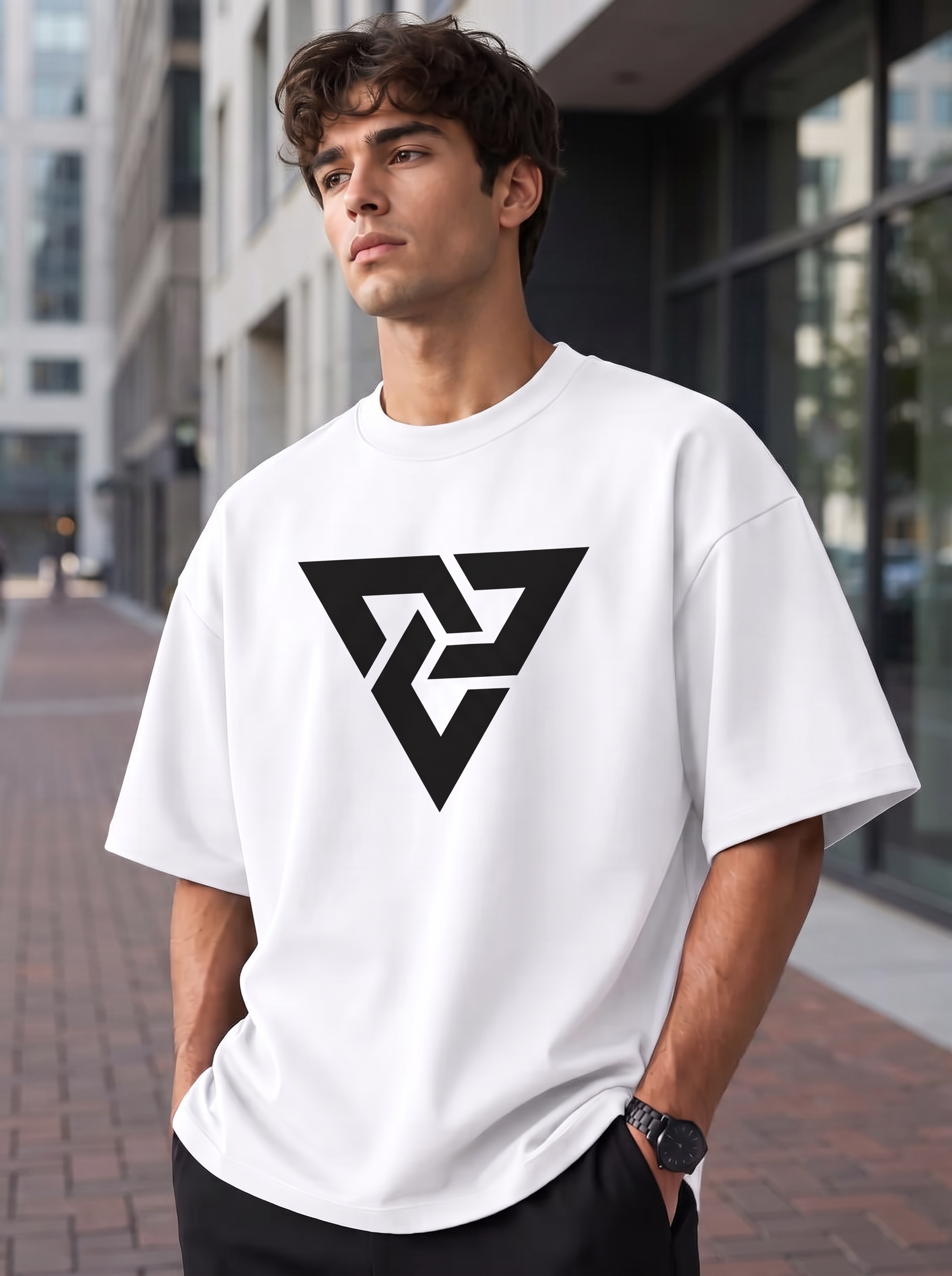 White  Mini Printed Oversized T-shirt