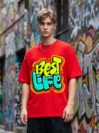 Red Streetwear Printed Oversized T-shirt