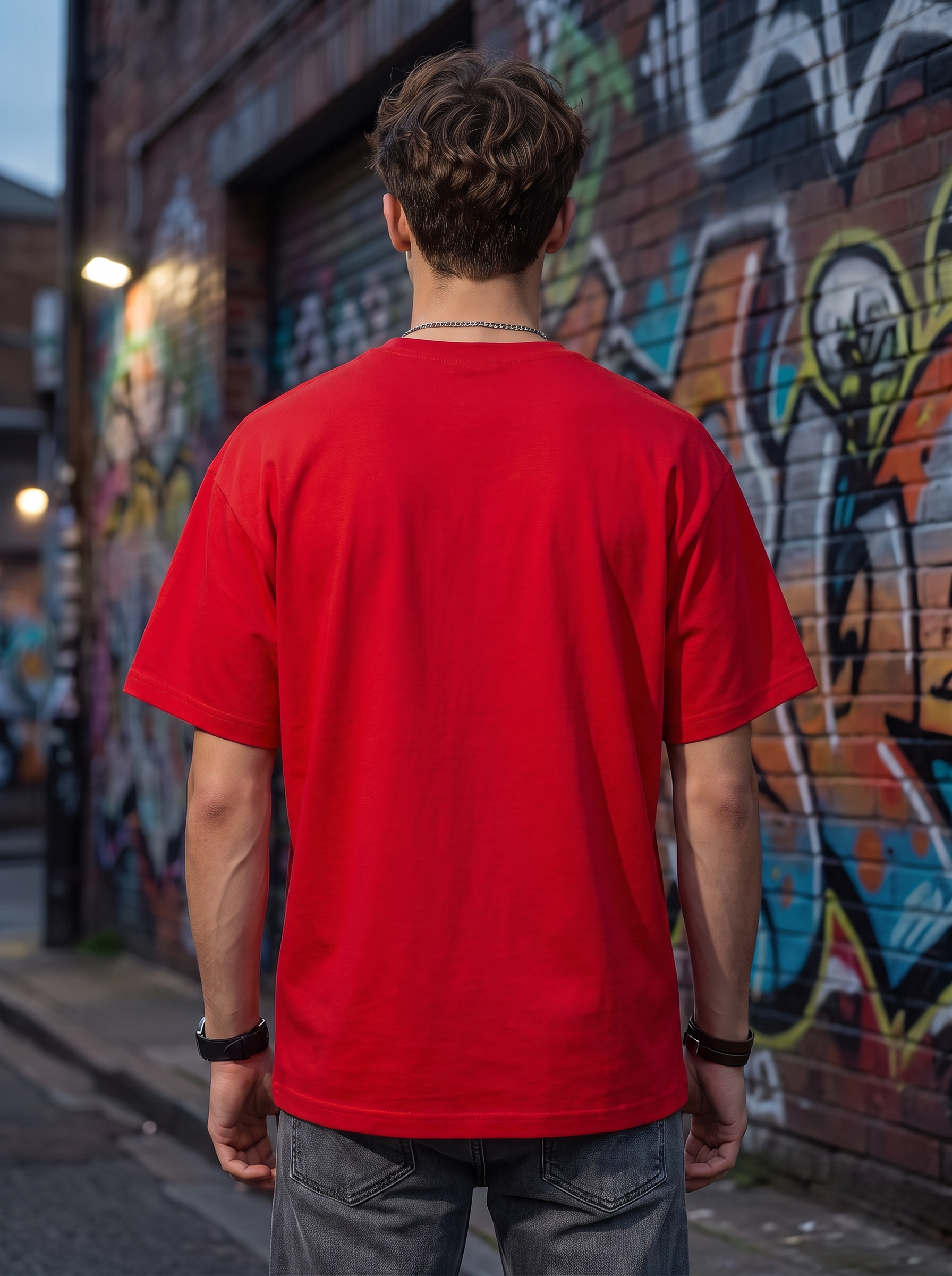 Red Streetwear Printed Oversized T-shirt