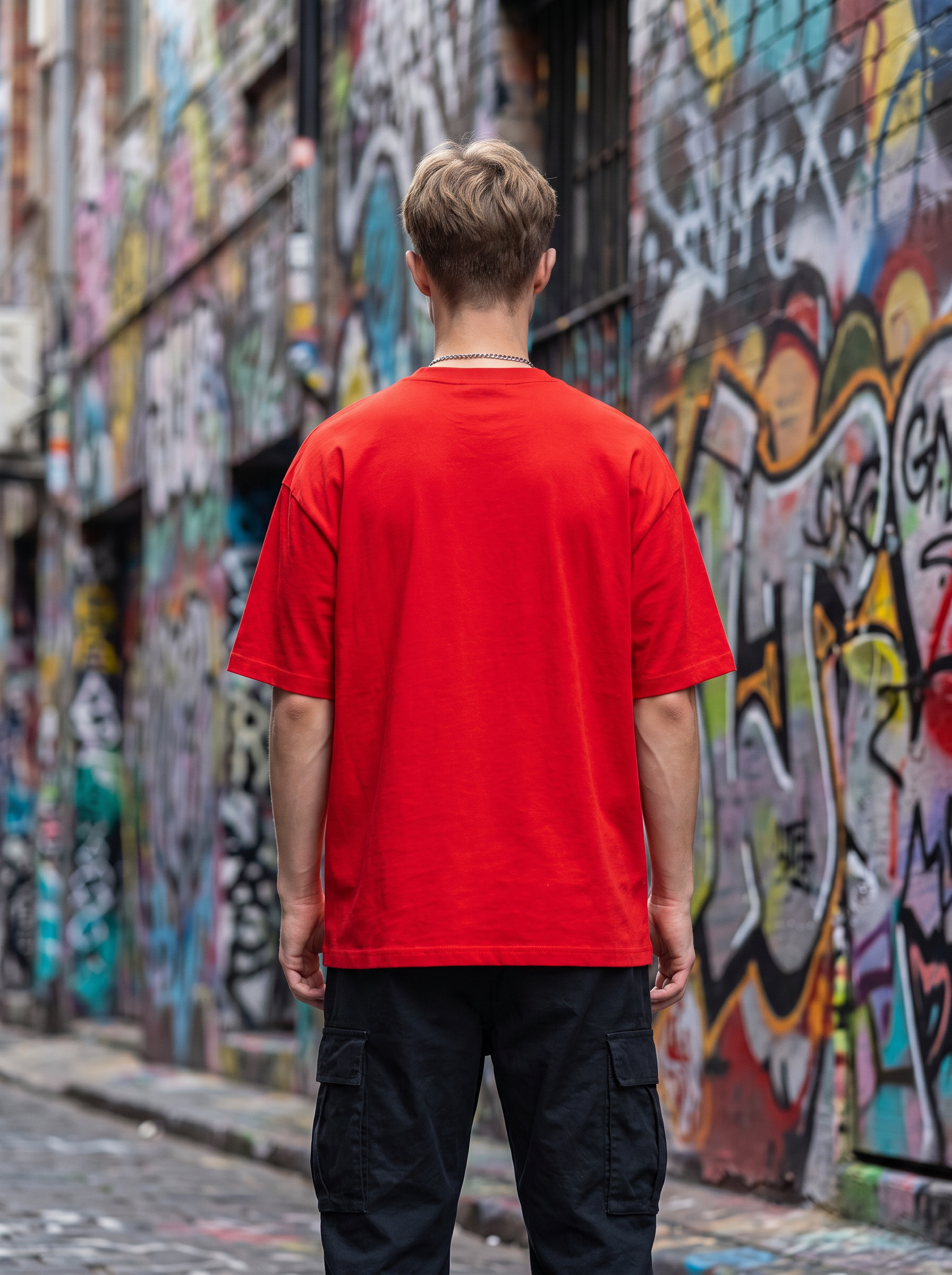 Red Streetwear Printed Oversized T-shirt